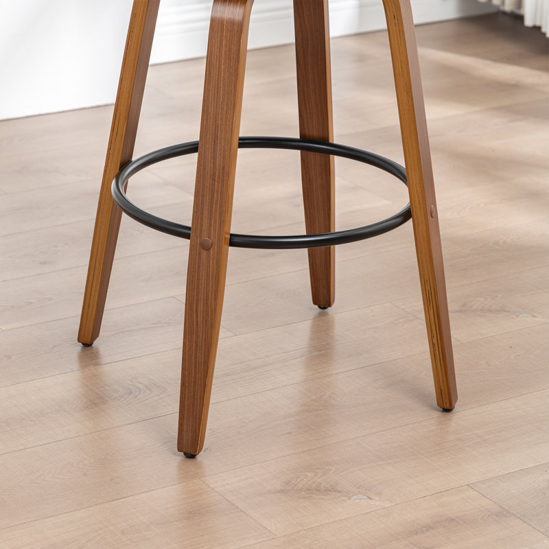 Swivel Upholstered and Faux Leather Bar Stool, Brown, Counter Stool (63.5cm Seat Height)