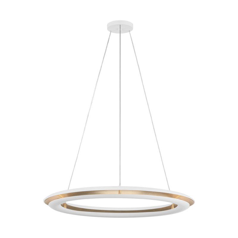 Chapman & Myers Cielo 1 Light Dining Room Chandelier With Shade, Matte White, 2.25" H x 30" W x 30" D, 35 W