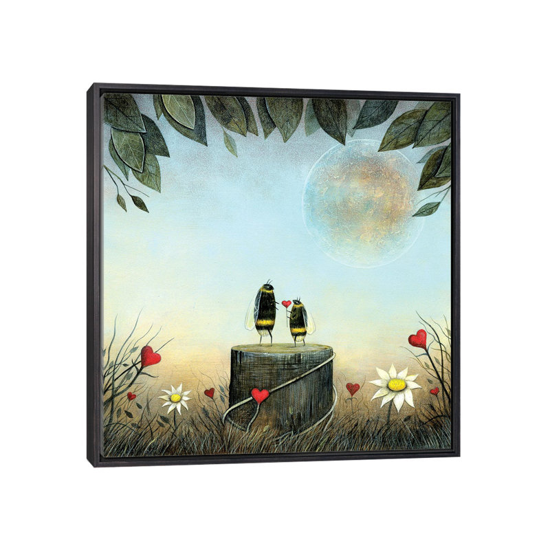 «The Gift II» par Neil Thompson - impression d'art graphique, H 18 po x l 18 po x 1,5 po, Toile avec cadre noir patiné