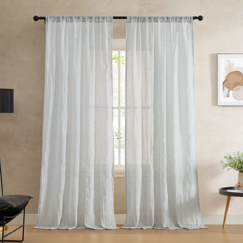 Solid Semi-Sheer Curtain Panels, Light Gray, 50" W x 108" L