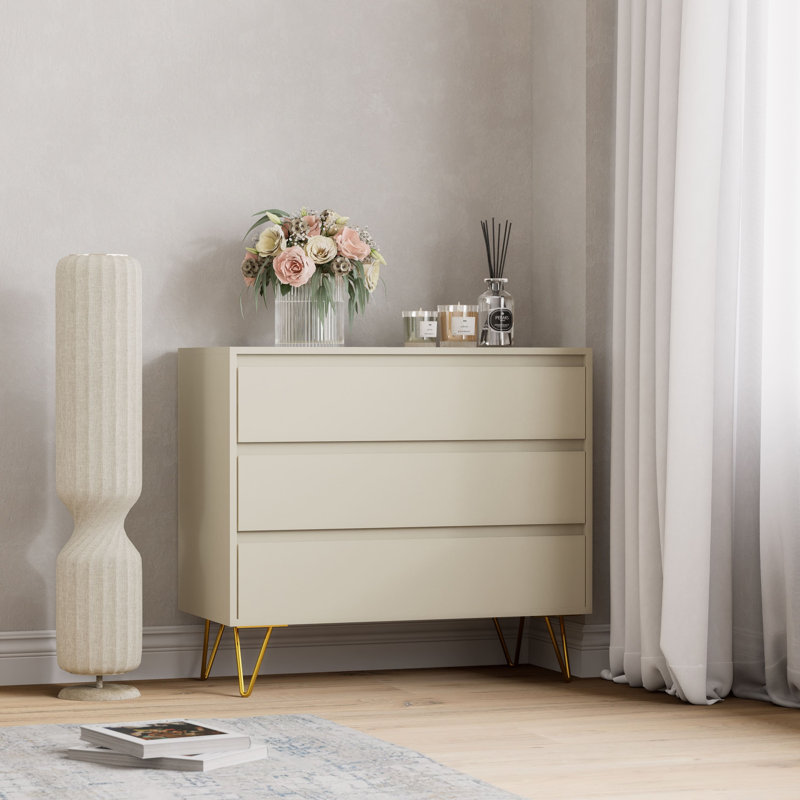 Almaas 81.5cm W 3 - Drawer Chest of Drawers, Cream