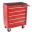 Coffre à outils à 5 tiroirs en acier rouge avec roulettes verrouillables et rotatives pour le garage-1752860346