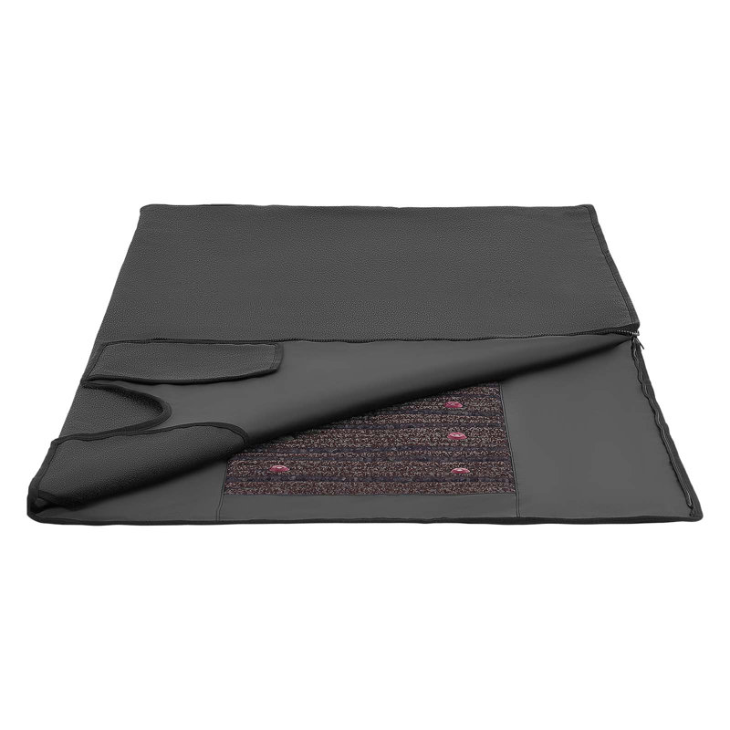 Infrared Sauna Blanket with Mineral Stones, 73 x 35 in Heating Bag, Zero EMF, Portable for Home Use, Adjustable Temperature & Timer, PU Leather Wrap, Carrying Case, Black