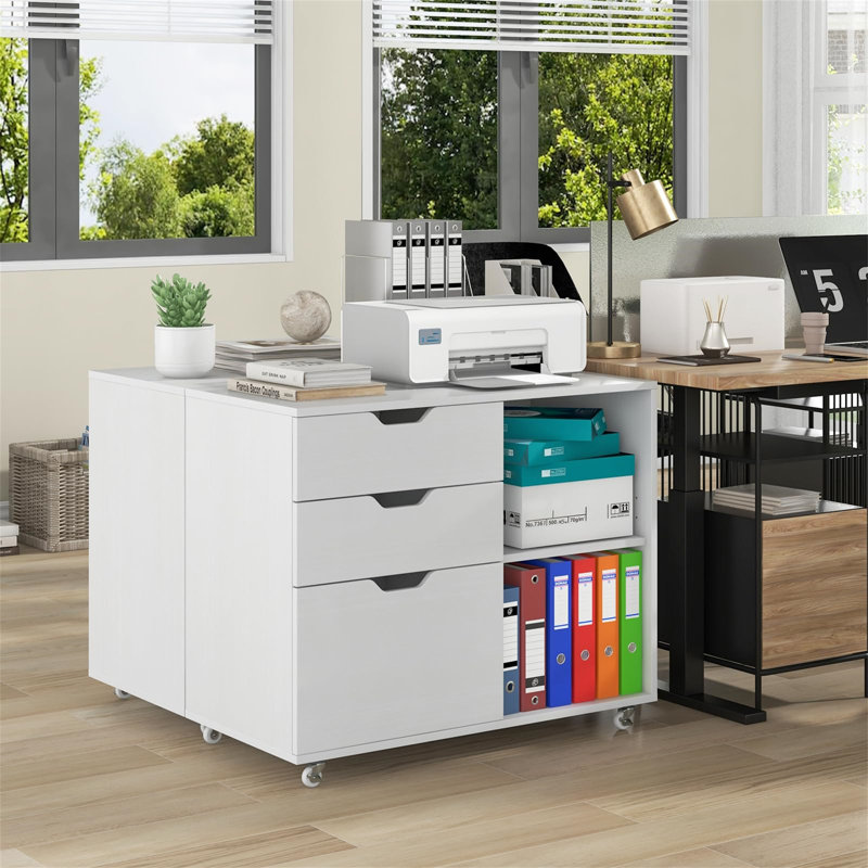 Dinton 81 cm W 3 -Drawer Filing Cabinet, White