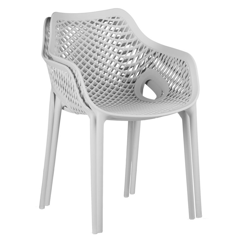 Antonel Stacking Patio Dining Armchair, Grey/Brown/Blue