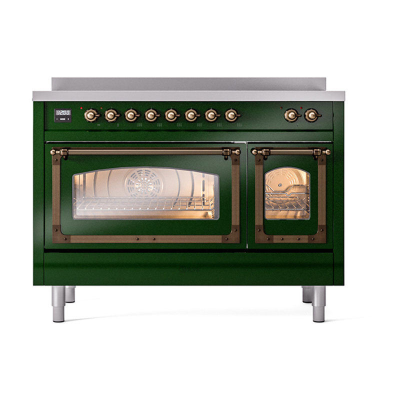 ILVE Nostalgie II Noblesse 48 dans la gamme d'induction, 6 éléments d'induction (porte en verre), Emerald Green/Burnished