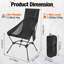 Chaise de camping pliante à haut dossier avec sac de transport, chaise d'extérieur portable légère, noire
