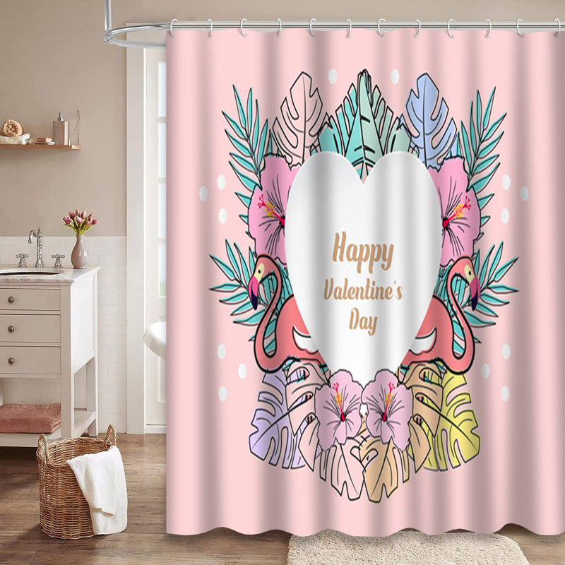 Rideau de douche Flamingo Heart, L 72 po x l 72 po