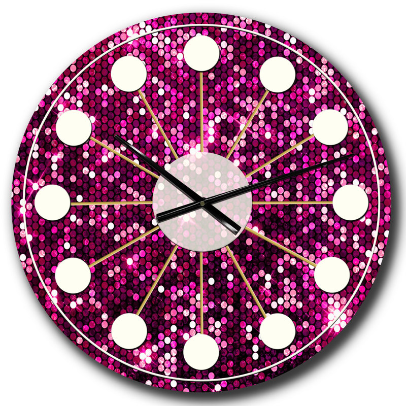 Horloge murale rose Mid-Century, Grand