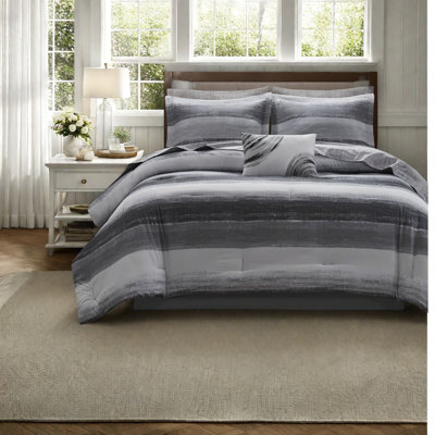 Ensemble de literie ultra-doux 7 pièces avec draps en coton, design noir moderne