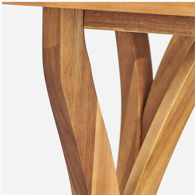 Outdoor 59 Inch Rectangular Solid Wood Table Dining Table,Teak Finish, Teak