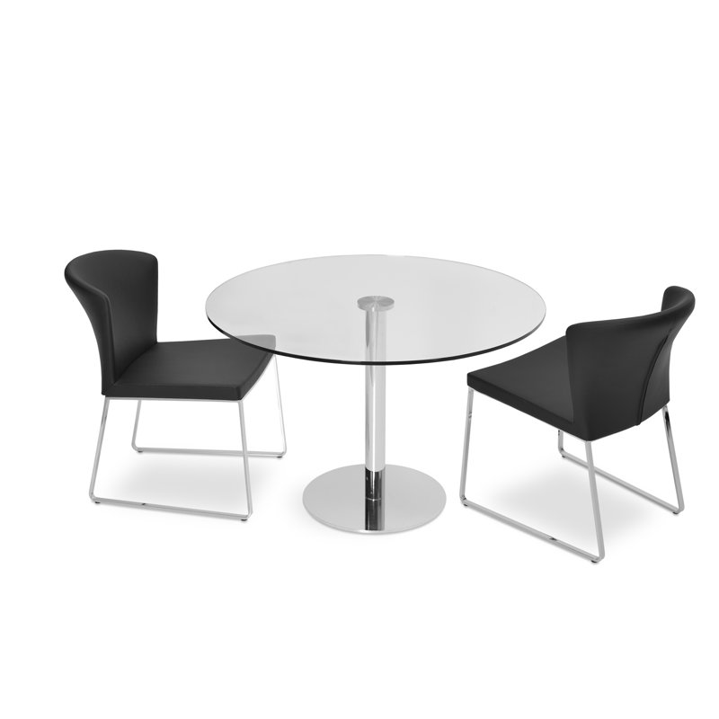 Capri Metal Solid Back Side Chair, Black Faux Leather