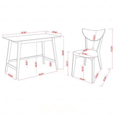 Ensemble de bureau d'écriture 2 pièces noyer