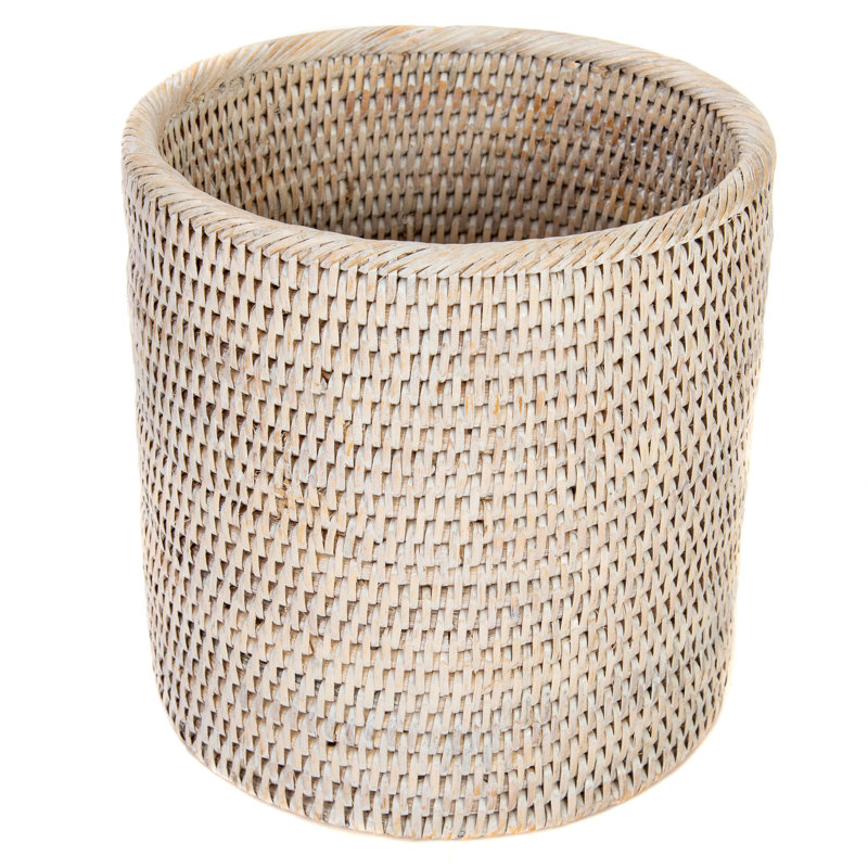 Petite poubelle ronde Rael, Blanc délavé