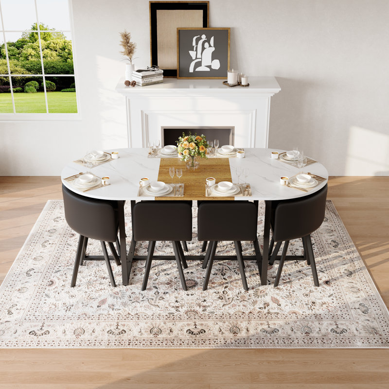 Ensemble de table de salle à manger 9 pièces, ensemble de table moderne pour les réunions de famille, la maison et la salle à manger