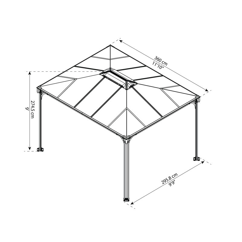 Palram - Canopia Martinique 10' x 12' Aluminum Hardtop Gazebo with Polycarbonate Roof Panels Durable Outdoor Patio Shelter Gray/Bronze