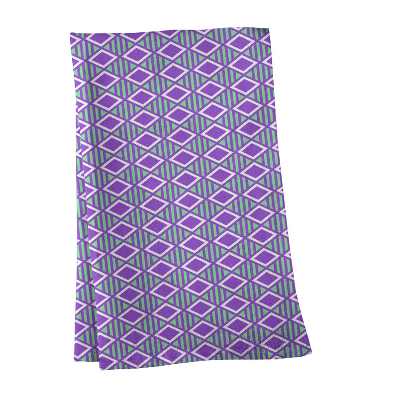 Torchon Gady, Sergé de coton, Vert / Mauve