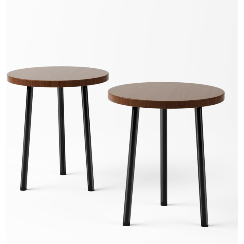 Petite table ronde pour plante d'intérieur 14 pouces Mid Century Modern Decor, Noyer