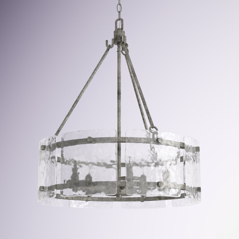 Lustre à abat-jour cylindrique unique et remarquable à 5 lumières Ferris