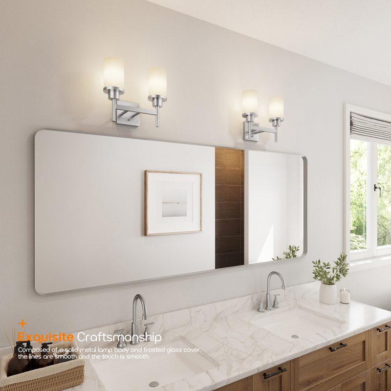 Torbett 2-light bathroom fixture, Nickel brossé