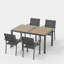 Ensemble de salle à manger 5 pièces toutes saisons gris, table rectangulaire robuste en aluminium HDPS à 4 places et chaises en métal textilène pour le patio-1521689138