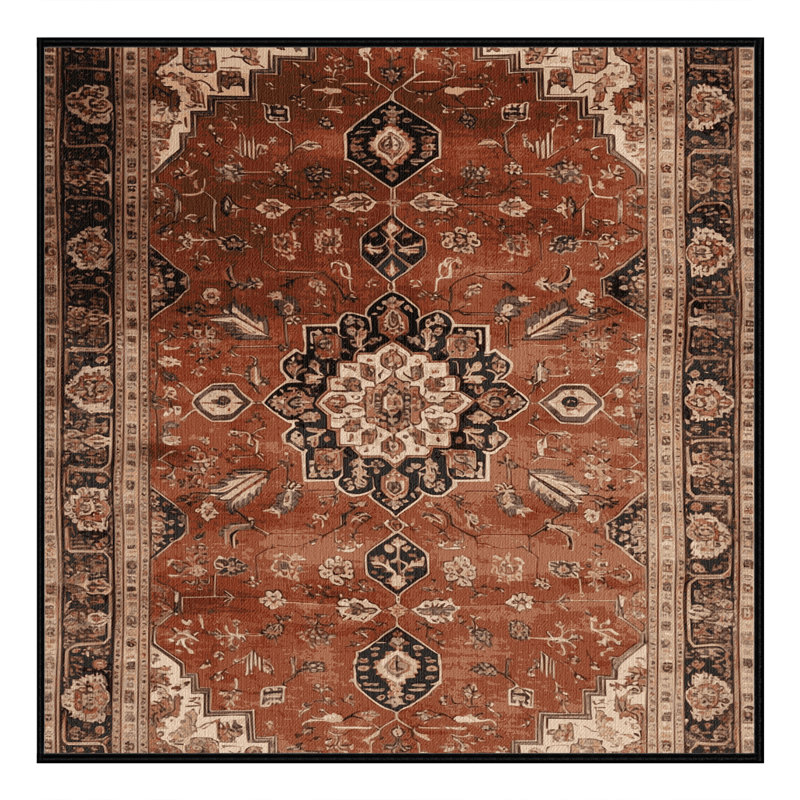 Machine Washable Persian Brown Area Rug, Square 5'