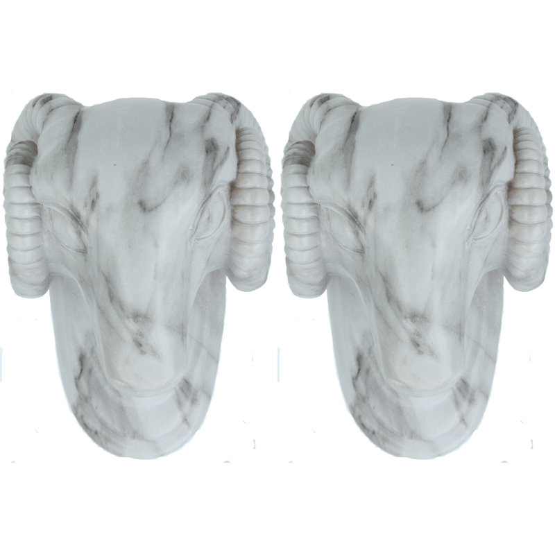 Applique de rideau à tête de bélier Nivaan, Marbre blanc