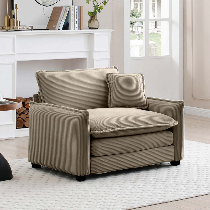 Chaise d'appoint rembourrée avec coussin Raiesha, Camel