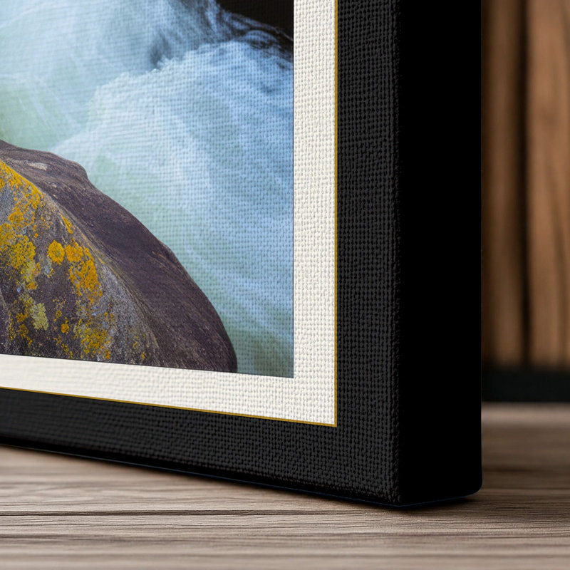 Mountain Stream Rustic - Wrapped Canvas, 30x20 - 76.2 x 50.8 cm, Black Border