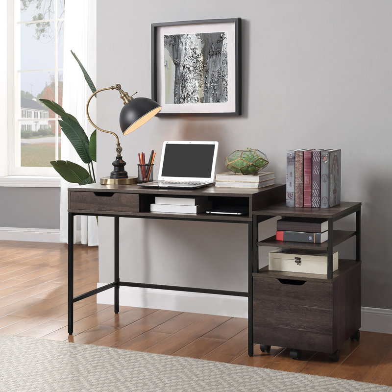Steel Writing Desk, Brown/Black