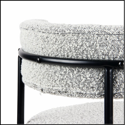 Chaises de salle à manger rondes modernes Burbank en boucle, ensemble de 2, noir et blanc, assises confortables et élégantes pour une salle à manger raffinée