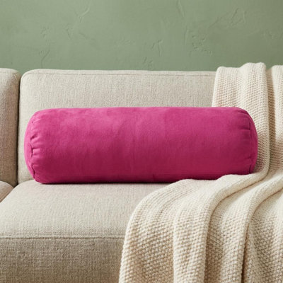 Coussin décoratif en microsuède fuchsia 8 po x 20 po