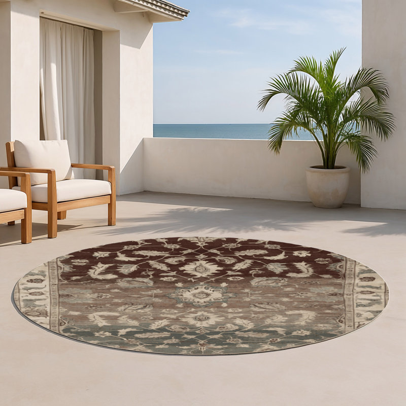 Tapis gris intérieur et extérieur surteint, Rond 5 pi