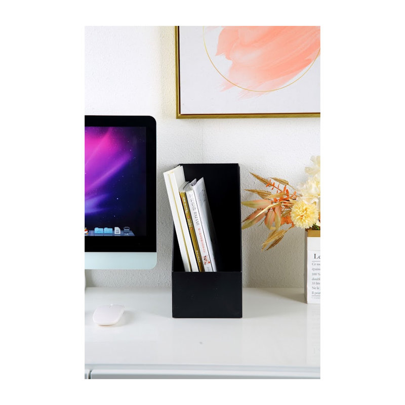 Vertical File Bins Organizer Open Front Design for Files, Documents, and Magazines, Large, Black, 1