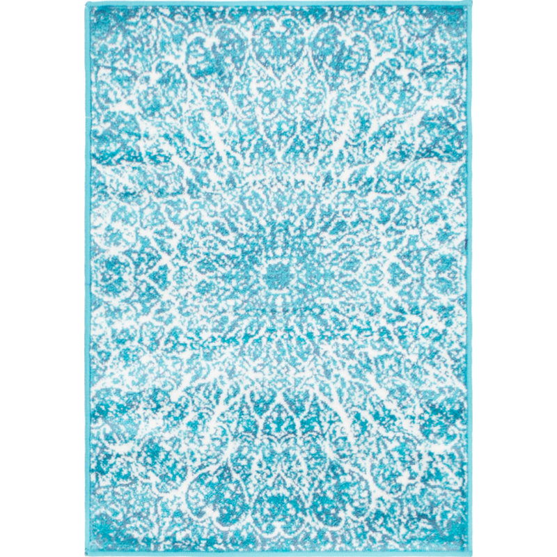 Tapis abstrait Affleck, Rectangle 2 pi 2 po x 3 pi 1 po, Turquoise