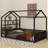 Metal House Bed With Detachable Shelves-1125106455