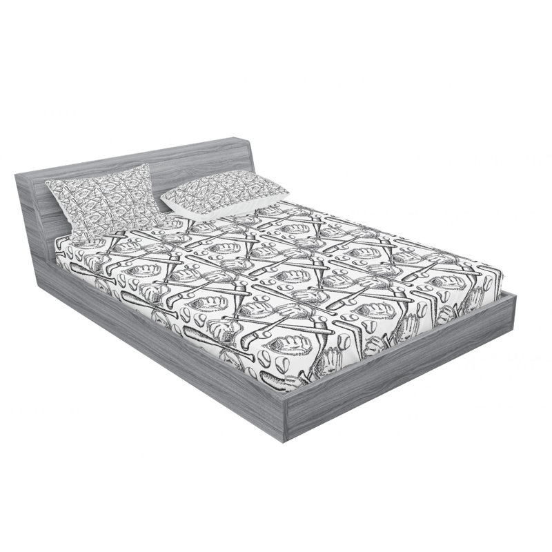Microfiber Patterned Fitted Sheet, Full/Double Fitted Sheet with 2 Pillowcases