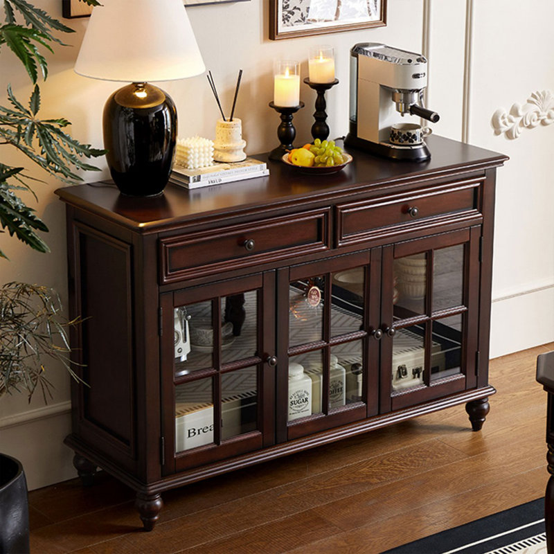 Modern Nut-Brown Solid Wood Sideboard