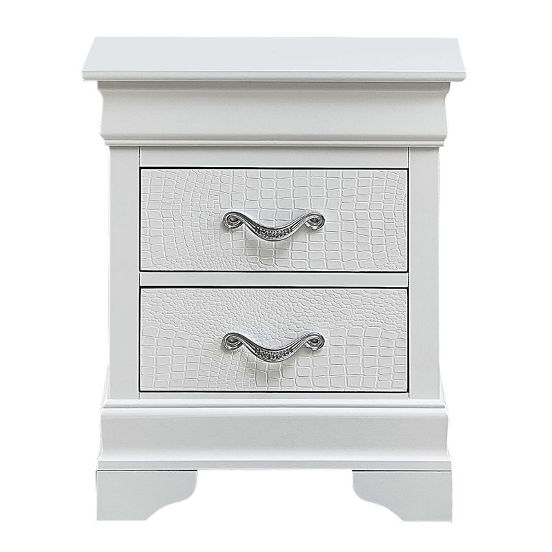 Table de chevet transitionnelle élégante, Argent argent