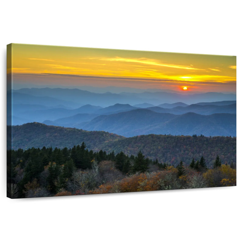 Kerrick Blue Ridge Mountains, coucher de soleil, H 30 po x l 45 po