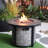 Outdoor Propane Fire Pit,Square Stonecrest Gas Fire Pit for Outside Patio,Concrete Propane Fire Table 50,000 BTU Gas Fire Pit w Lava Rocks,Waterproof Cover