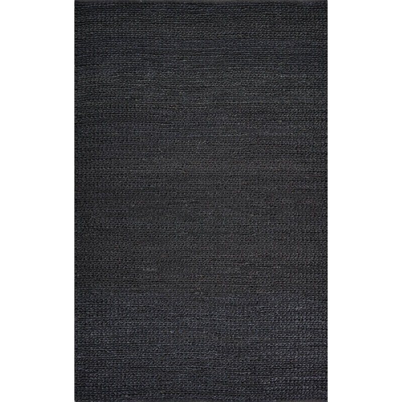 Tapis gris anthracite en jute tressé à la main Valerieann, Rectangle 4 pi x 6 pi