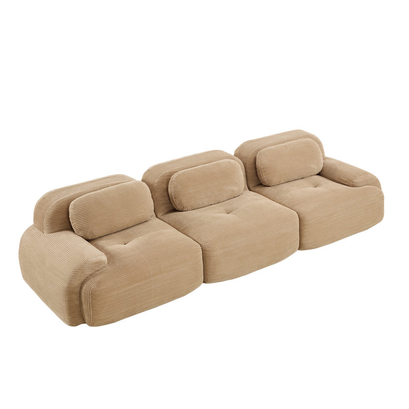 Canapé 3 places Premiumcorduroy, H 27,5 po x l 116,1 po x P 40,5 po, Chameau, 3