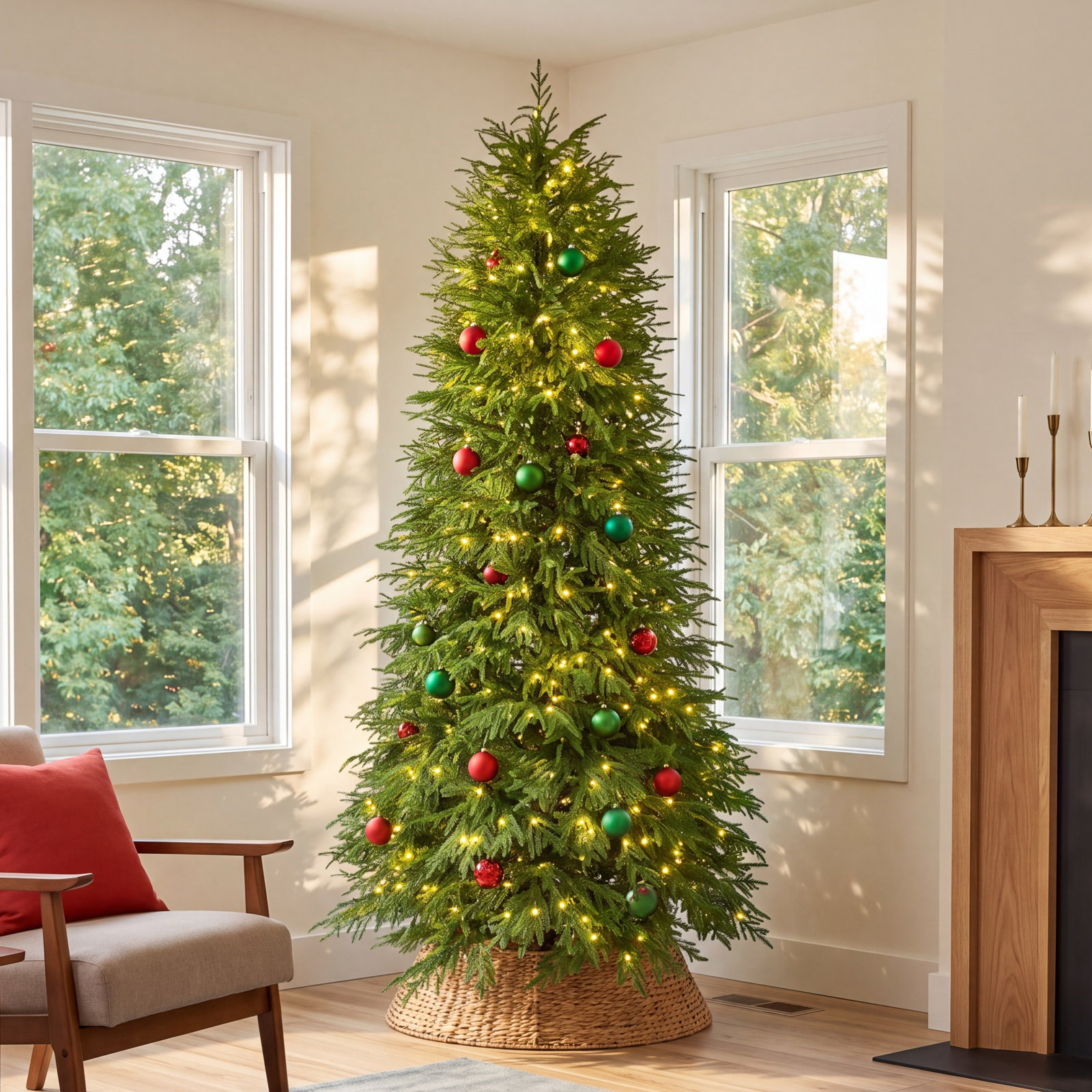 Pre-Lit Noble Fir Christmas Tree, 9' H