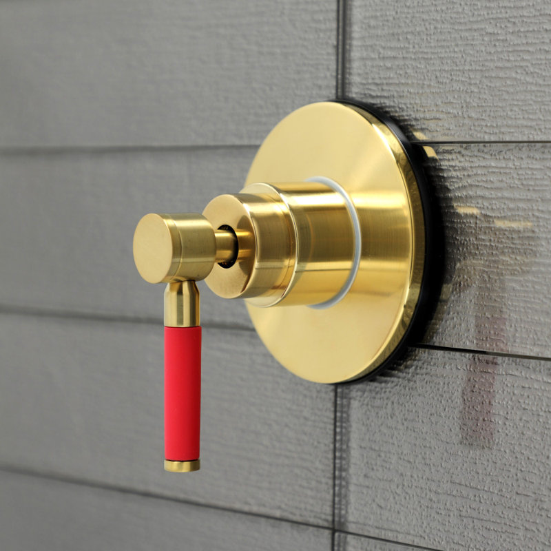 Kingston Brass Kaiser Single-Handle Wall Mount Three-Way Diverter Valve with Trim Kit, Brushed Brass