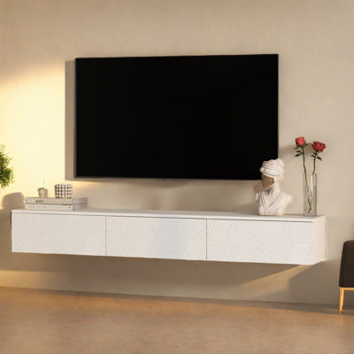 Floating TV Stand Wall Mounted With 16 Color Leds,67" Modern TV Stand, Floating TV Cabinet Entertainment Center For 55 60 65 Inch TV