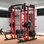 Power Squat Rack Cage Home Gym, 2000lbs All In One Dual Cable Crossover Machine With Lat Pulldown Strength Training Power Cages With Pulley Workout System, Garage Bench
