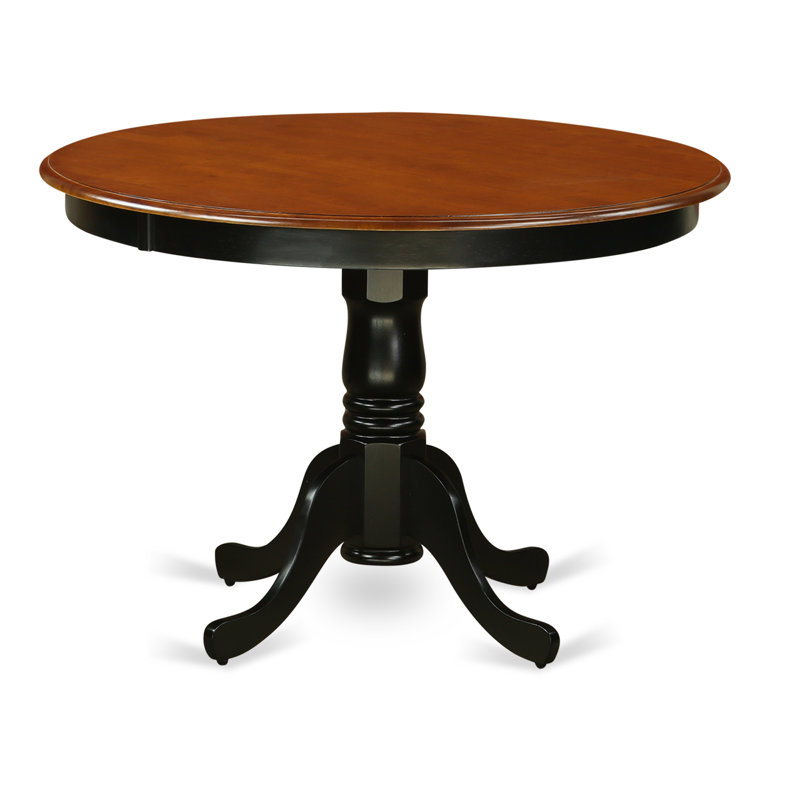 5 Piece Kitchen Table & Chairs Set Includes a Round Dining Room Table with Pedestal and 4 Faux Leather Dining Chairs, Black & Cherry
