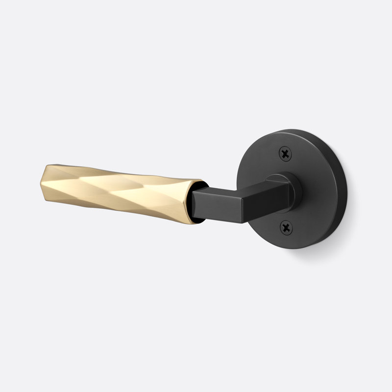 Rosette ronde Levanto, poignée Vertex, Noir mat / laiton satiné