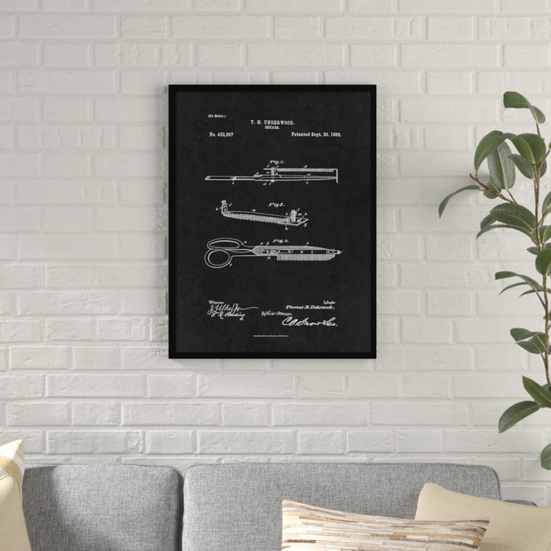 1892 Barber Shears, brevet rétro, reproduction d'art sur toile, H 17 po x l 13 po